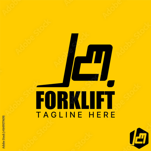 Logo design graphic concept creative premium vector stock image top sell forklift symbol store handling delivery factory safety to work carry operator
