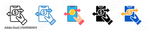 Money Transfer multiple style icons set design vector illustration. 