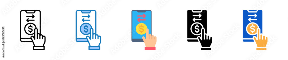 Fototapeta premium Transaction multiple style icons set design vector illustration. 