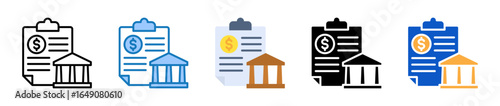 Bank Statement multiple style icons set design vector illustration. 