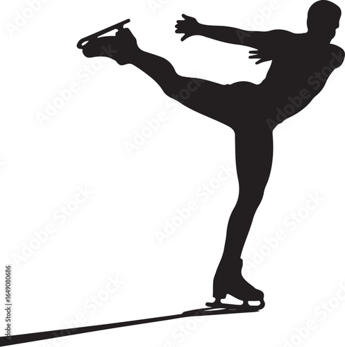 Dynamic figure skater performing elegant ice skating silhouette