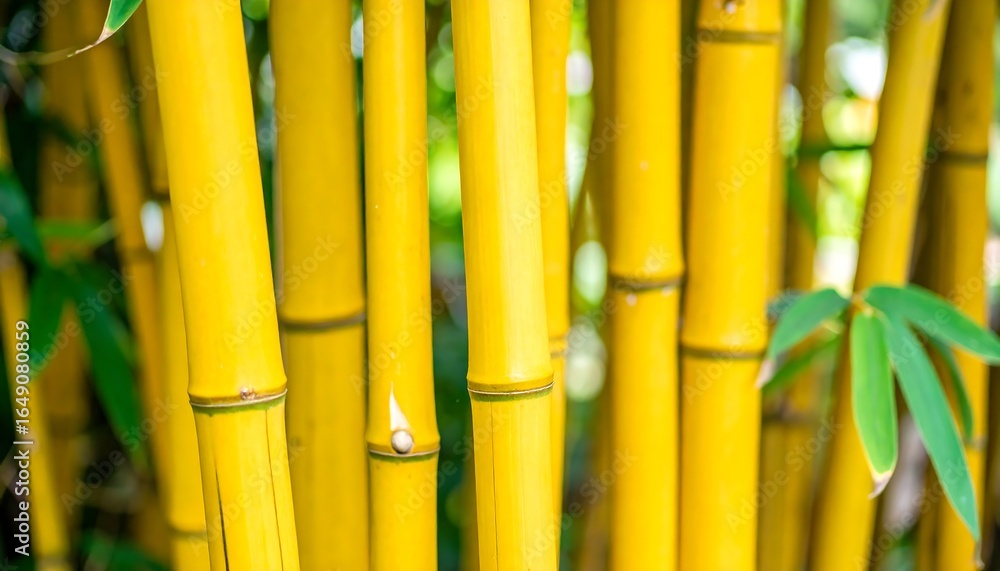 Fototapeta premium Close-up View of Vibrant Yellow Bamboo Stalks