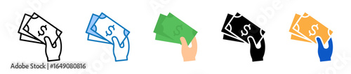 Cash Payment multiple style icons set design vector illustration. 