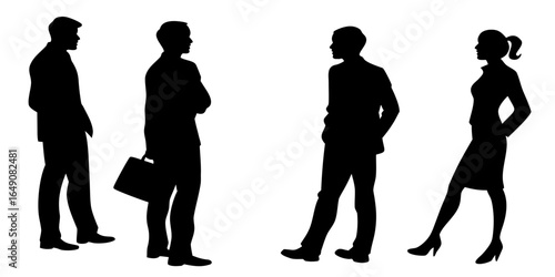 Black silhouette vectors of a family walking together