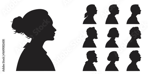 Vector set of people's profile silhouettes for avatar icons or user profiles
