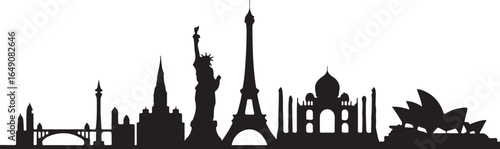 Famous World Landmarks Silhouette Design for Travel Concepts