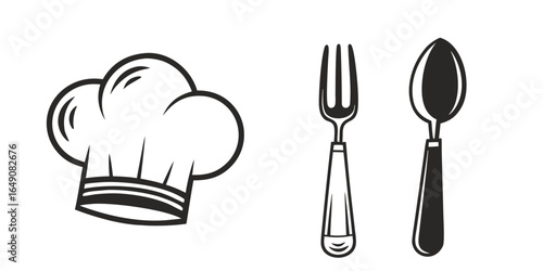 Dining utensils icon with fork, knife, and spoon on a plate, a vector illustration of cutlery for a restaurant menu or kitchen design