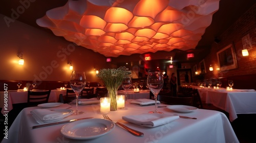 Elegant dining experience upscale restaurant dinner setting cozy environment intimate viewpoint romantic vibes