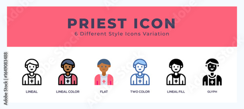 Priest icon in different style vector illustration.