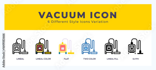 Vacuum cleaner icon in filled. thin line. outline stroke and flat style.