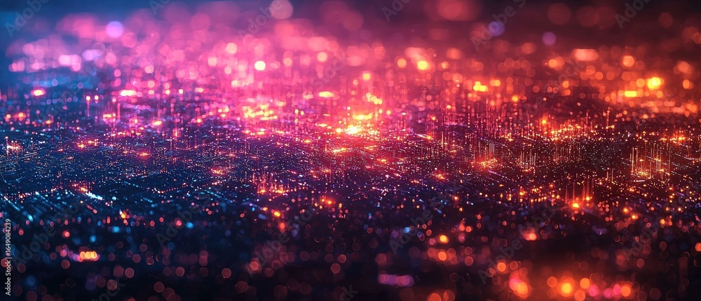 Fototapeta premium Cyberpunk Cityscape: A Digital Metropolis at Night