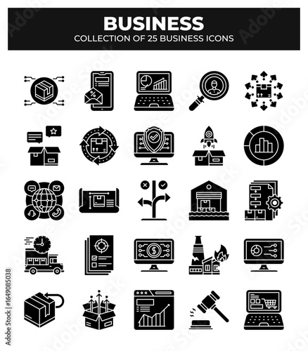 Collection of 25 Business Icons: Marketing. Finance. E-commerce. and more