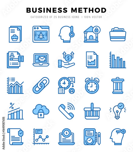 Business Method Two Color icons collection. Two Color icons pack. Vector illustration