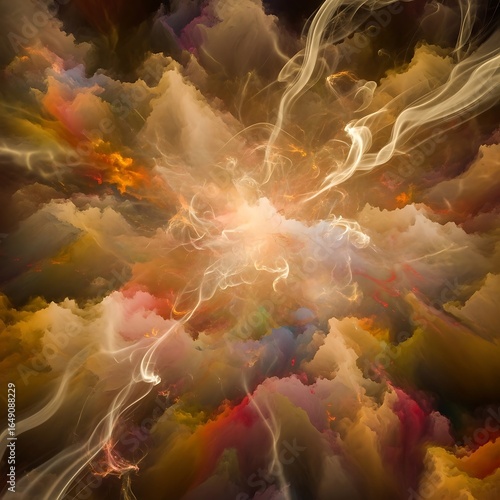 Abstract Nebula with Streaks of Light and Color