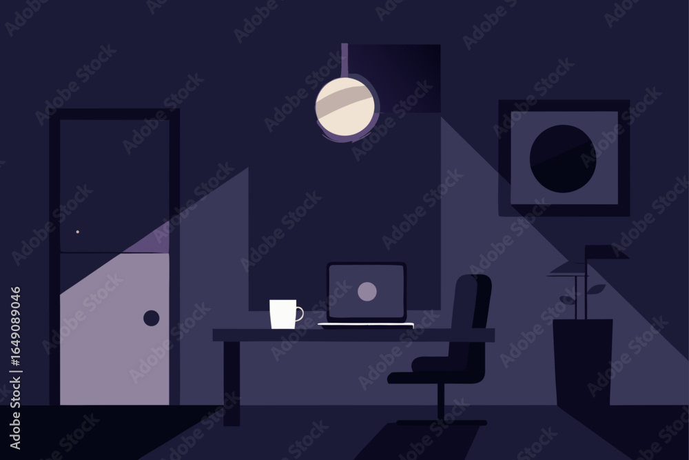 Fototapeta premium A modern living room with contemporary furniture and a lamp near a wall-mounted TV