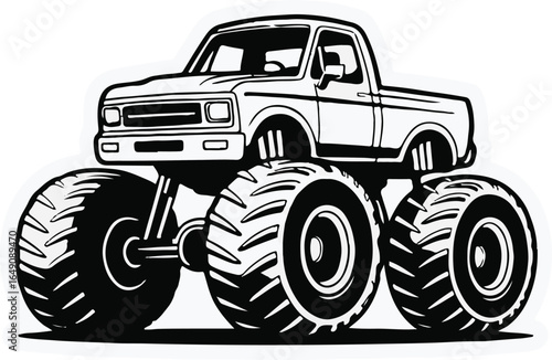vector monster truck silhouette in black and white eps ai jpeg png suitable for offroad performance motorsport design