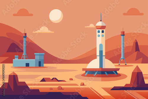 A solitary mosque stands against the city skyline, its architecture a beacon of light at the coastline as the sun sets over the ocean