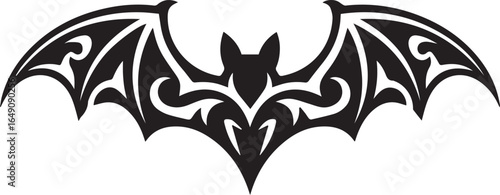 symmetrical black bat silhouette vector art for gothic decorations and spooky designs