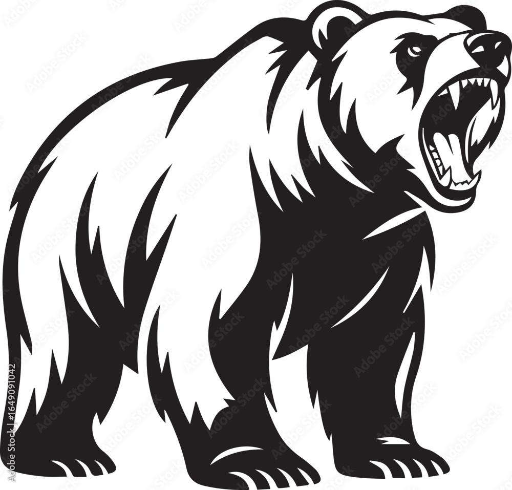 Fototapeta premium minimal monochrome bear head vector graphic design for wildlife logo branding