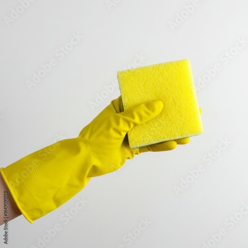 woman in yellow rubber gloves
