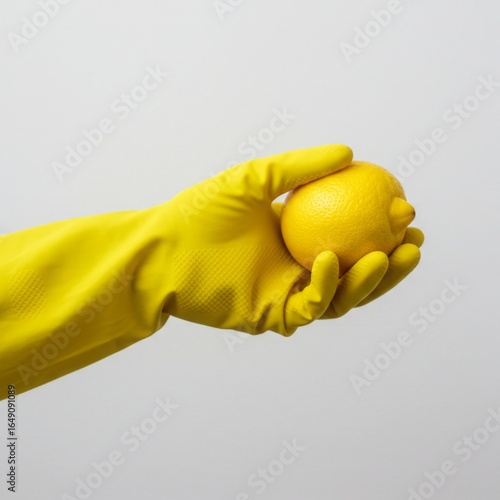 woman in yellow rubber gloves