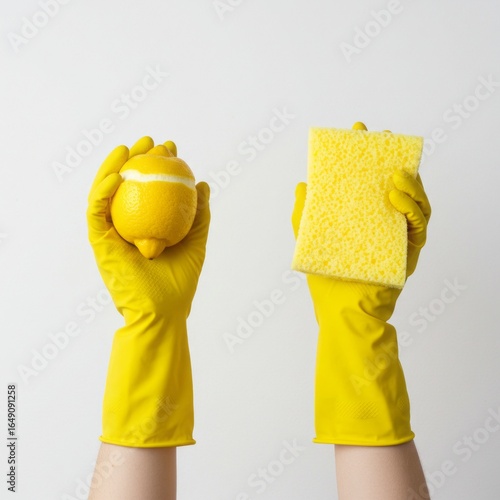 woman in yellow rubber gloves