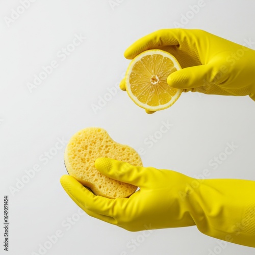 woman in yellow rubber gloves