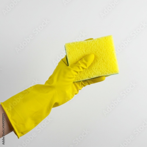 woman in yellow rubber gloves