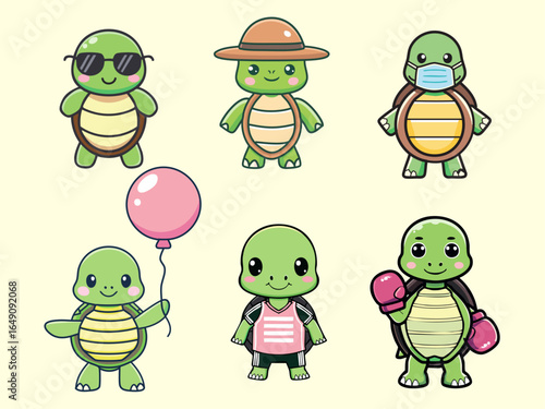 cute-cartoon-turtle-vector-icon-set