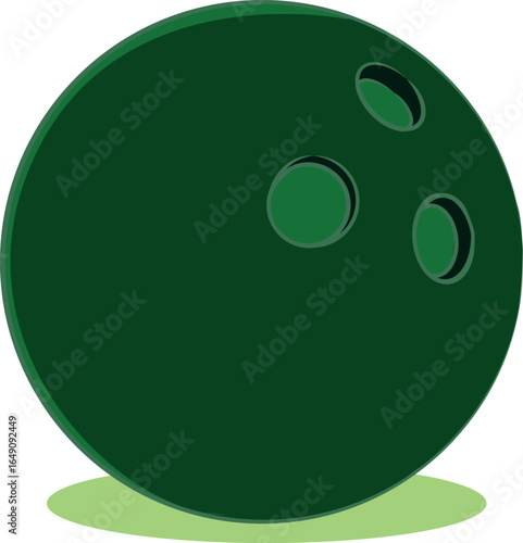 Green Bowling Ball Illustration with Finger Holes,Perfect for sports, leisure, hobby, bowling alley, and game-related designs. Suitable for posters, icons, web design, and print projects.