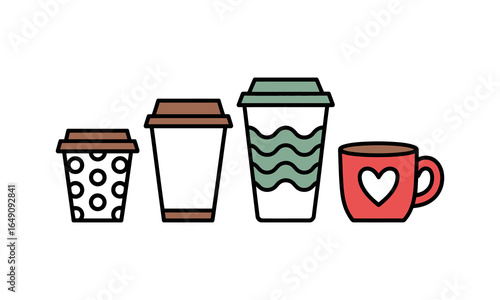 Decorative Paper Coffee cup vector Icons illustration.