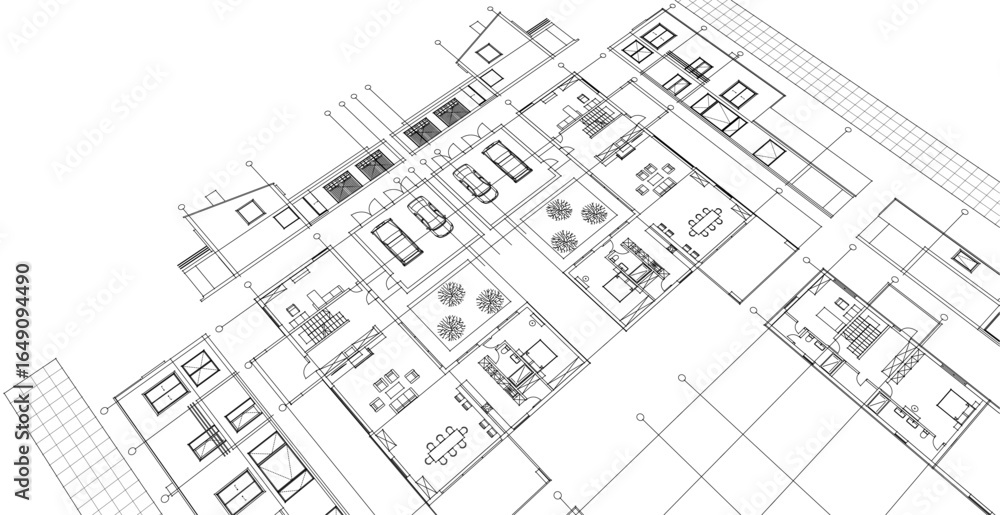 Fototapeta premium residential building plan concept draft project