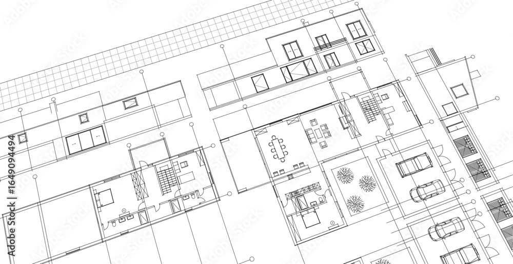 Fototapeta premium residential building plan concept draft project