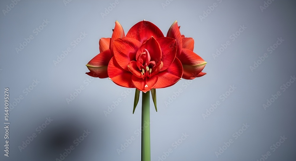 Obraz premium Red tulip flower on black background with petals and bloom isolated
