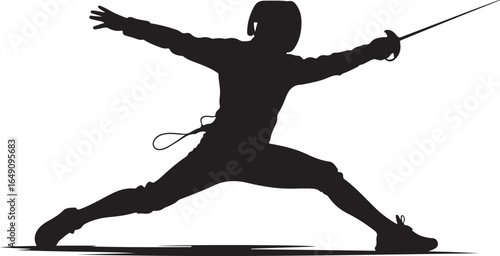 Dynamic silhouette of a fencer in action, ready to compete!