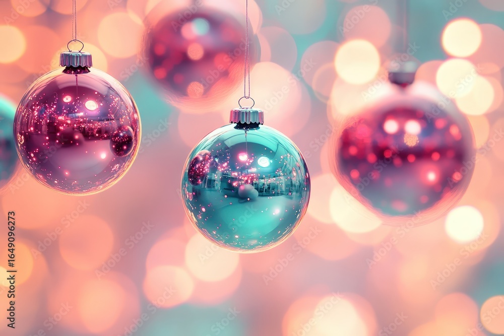 Fototapeta premium Festive christmas ornaments with bokeh background.