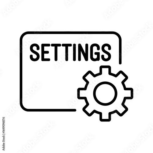 gear icon on metal internet button, Settings Panel and Gear Line Icon.