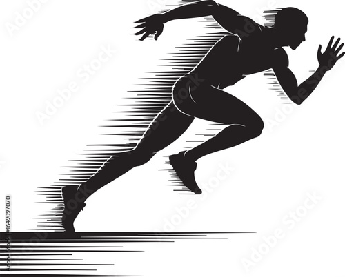 Dynamic sprinter silhouette showing speed and athletic power