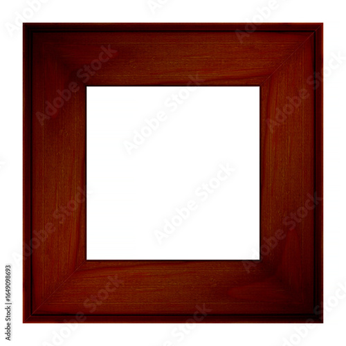 blank dark brown square wooden frame isolated on white