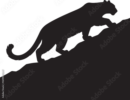 Powerful panther silhouette climbing, representing strength and focus