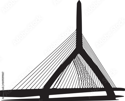 Boston Bridge silhouette graphic for travel and urban design
