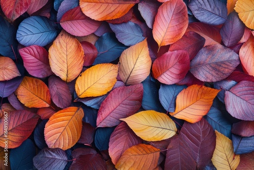 Wallpaper Mural Colorful autumn leaves spread across a blue background in a vibrant natural display Torontodigital.ca
