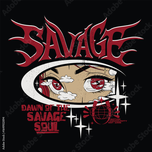 Dark gothic design with anime and y2k items