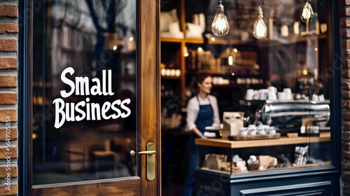 Fototapeta Naklejka Na Ścianę i Meble -  Small business storefront shop window retail promotion street view