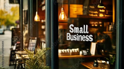 Fototapeta Naklejka Na Ścianę i Meble -  Horizontal small business storefront retail sign shop window