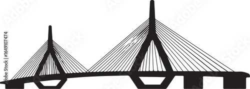 Modern cable-stayed bridge silhouette, urban travel