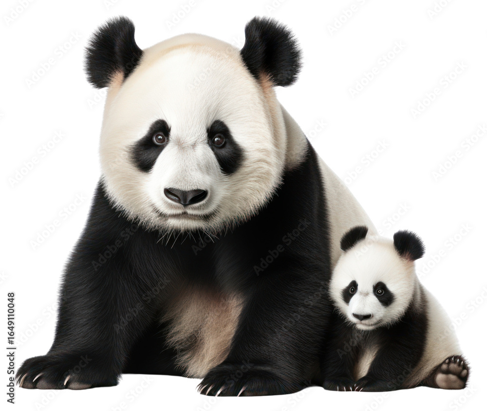 Fototapeta premium PNG Mother panda and baby panda wildlife animal mammal.