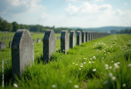 Hill with graves on a sunny day
