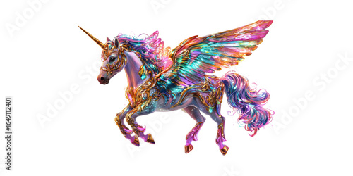 Wallpaper Mural Colorful Winged Unicorn With Golden Accents. Fantasy And Magic In Vibrant Illustration Isolated On Transparent Background Torontodigital.ca