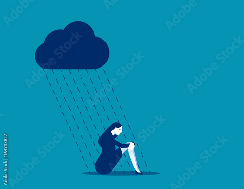 Depressed. Sad businesswoman in the rain